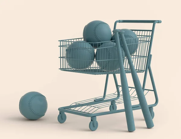 Set Ball Basketball American Football Golf Shopping Cart Monochrome Background — 图库照片