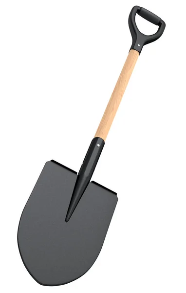 Garden Shovel Wooden Handle Isolated White Background Render Garden Tool — Stock Photo, Image