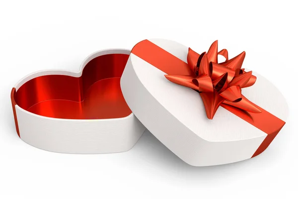 Gift Boxes Heart Shaped Ribbon Bow Isolated White Background Render — Stock Photo, Image