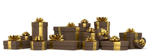 礼品盒与缎带和弓隔离在白色背景 三维渲染问候设计的概念生日 圣诞节 黑色星期五 — 图库照片