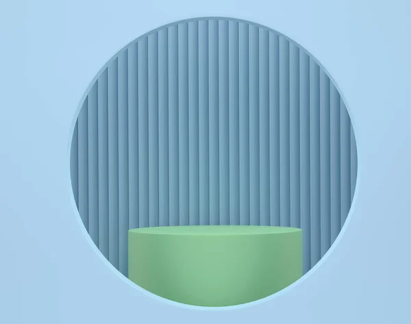 Пастельно Зеленый Цитрусовый Подиум Ступеньками Синем Фоне Рендеринг Абстрактного Реалистичного — стоковое фото