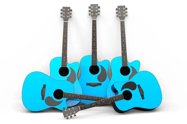 Conjunto Guitarra Acústica Eléctrica Aislada Sobre Fondo Blanco Render Concept — Foto de Stock