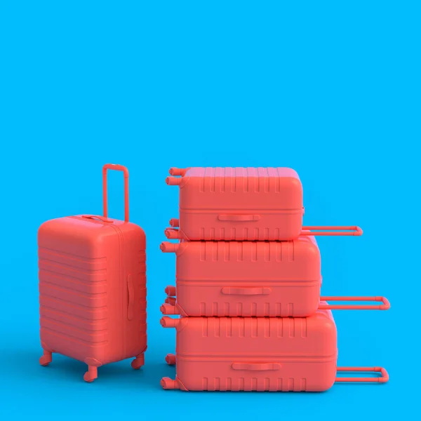 Valise Bagage Coloré Sur Fond Monochrome Rendu Vacances Été Concept — Photo
