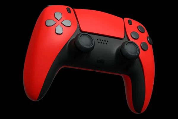 Realistic Red Joystick Video Game Controller Black Background Rendering Streaming — Stock Photo, Image
