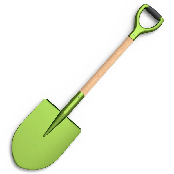 Garden Shovel Wooden Handle Isolated White Background Render Garden Tool — Stock Photo, Image