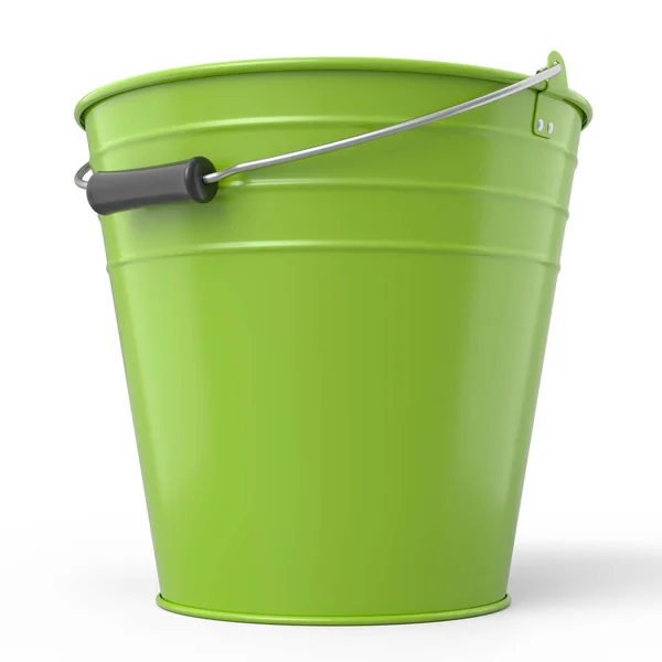 Empty Metal Garden Bucket Isolated White Background Render Care Hydration — Stock Photo, Image