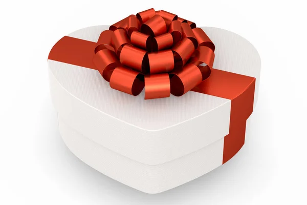 Κουτιά Δώρων Σχήμα Καρδιάς Κορδέλα Και Τόξο Που Απομονώνονται Λευκό — Φωτογραφία Αρχείου