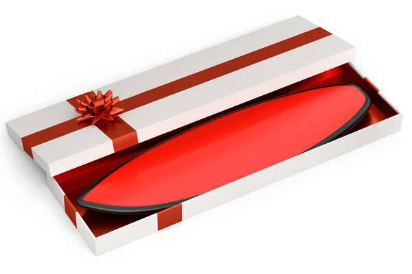 Gift Boxes Surfboard Ribbon Bow Isolated White Background Render Concept — Stock Photo, Image