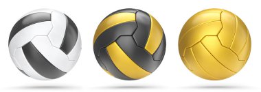 Beyaz arka planda izole edilmiş futbol ya da futbol topları. Takım oyunu için 3 boyutlu spor aksesuarları hazırlama