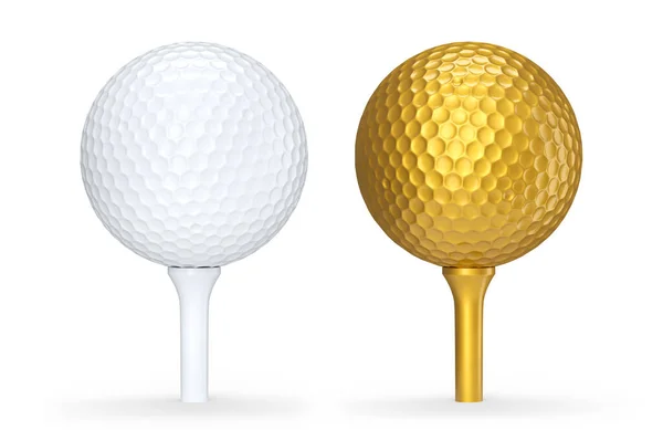 Set Van Golfbal Teee Geïsoleerd Witte Achtergrond Weergave Van Sportaccessoires — Stockfoto