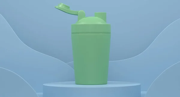Plastic Sport Shaker Cilinder Podium Met Stappen Monochrome Achtergrond Weergave — Stockfoto