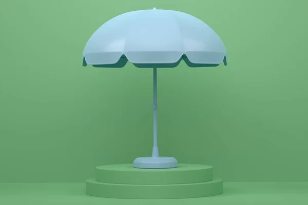 라운지 구역을 우산은 실린더 단계가 액세서리와 개념같은 디스플레이 제품의 렌더링 — 스톡 사진