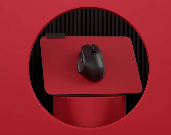 Mouse Computador Jogo Sem Fio Pódio Cilindro Com Etapas Fundo — Fotografia de Stock