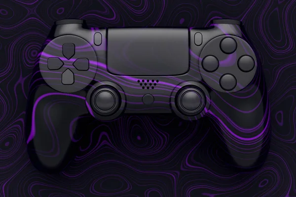 Realistic Video Game Joystick Seamless Wavy Pattern Dark Background Render — Stock Photo, Image