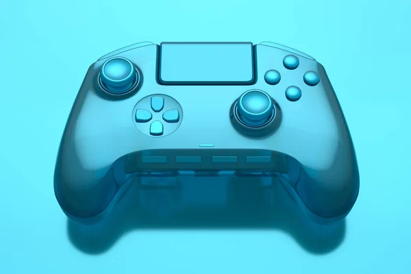 Ρεαλιστικό Joystick Βιντεοπαιχνίδι Μοντέρνο Στυλ Glassmorphism Παγωμένος Γυαλί Επίδραση Μπλε — Φωτογραφία Αρχείου