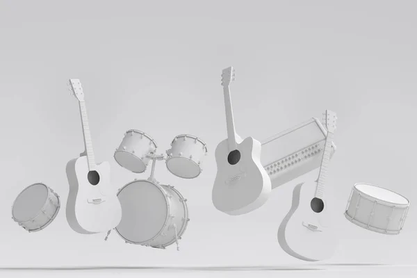 Elektronik Akustik Gitarlar Tek Renkli Arka Planda Metal Zilleri Olan — Stok fotoğraf