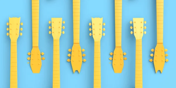 Conjunto Fingerboard Guitarra Acústica Elétrica Isolada Fundo Azul Renderização Conceito — Fotografia de Stock
