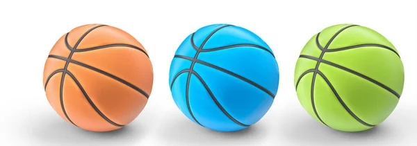 Set Basketball Balls Isolated White Background Rendering Sport Accessories Team — Stock Photo, Image