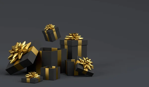 상자는 위에서 떨어지고 있습니다 인사말 디자인의 크리스마스 프라이데이 — 스톡 사진