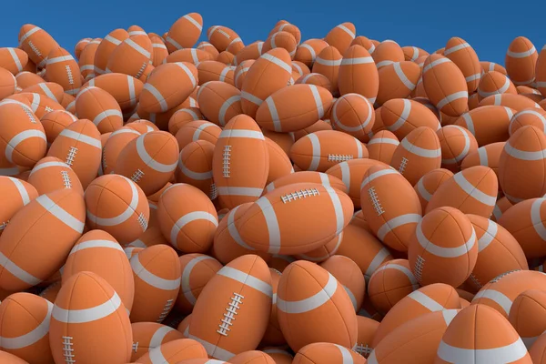 Многие Летающих Оранжевых Баскетбольных Мячей Падают Синем Фоне Рендеринг Спортивных — стоковое фото