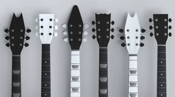 Uppsättning Fingerbräda Elektrisk Akustisk Gitarr Isolerad Vit Bakgrund Render Koncept — Stockfoto