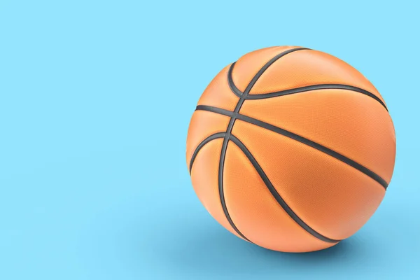 Balón Baloncesto Aislado Sobre Fondo Azul Representación Accesorios Deportivos Para —  Fotos de Stock