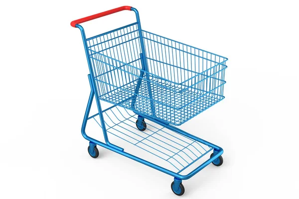 Shopping Cart Trolley Groceries White Background Render Concept Sale Discount — Stock Photo, Image