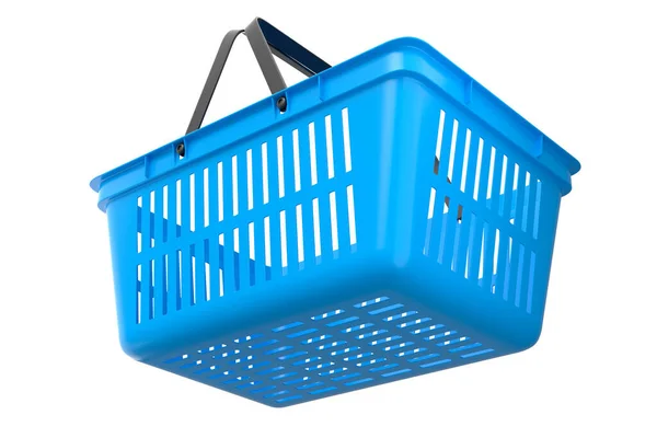 Beyaz Arka Planda Süpermarketten Alınmış Plastik Alışveriş Sepeti Canlandırma Konsepti — Stok fotoğraf