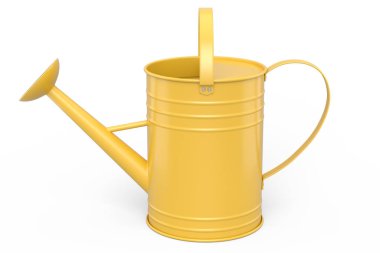 Su tenekesi beyaz bir arkaplanda izole edilmiş. 3D bahçe aletleri kavramı tarım ve hasat araçları