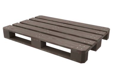 Depo için ahşap palet beyaz arka planda izole edilmiş. Kargo yükleme ve taşıma, nakliye, nakliye, depolama servis ekipmanları için 3D tepsi hazırlama