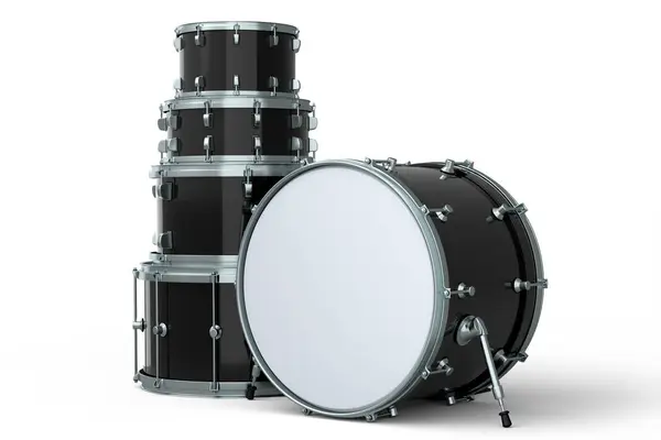 Set Realistic Drums Drumset White Background Render Concept Musical Percussion Royalty Free Stock Photos