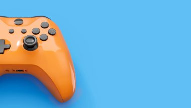 Gerçekçi mavi gök mavisi video oyunu joystickleri ya da mavi arka planda oyun pedleri. Bulut oyunu ve oyun alanı çalışma alanı konsepti için 3 boyutlu görüntüleme