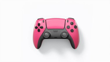Gerçekçi renkli video oyunu joystickleri ya da beyaz arka planda renk düğmeleri olan gamepad 'ler. Bulut oyunu ve oyun alanı çalışma alanı konsepti için 3 boyutlu görüntüleme