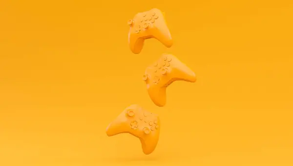 Βίντεο Παιχνίδια Joysticks Gamepads Απλό Μονόχρωμο Κίτρινο Χρώμα Φόντο Χώρο — Φωτογραφία Αρχείου
