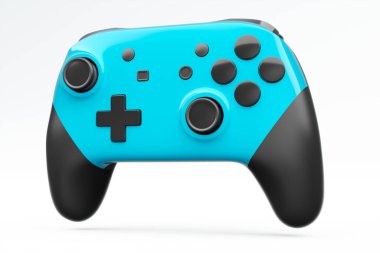 Gerçekçi mavi gök mavisi oyun kumandası ya da beyaz arka planda oyun sahası. Bulut oyunu ve oyun alanı çalışma alanı konsepti için 3 boyutlu görüntüleme