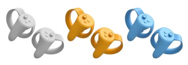 Çevrimiçi ve bulut oyunları için sanal gerçeklik denetleyicileri kırpma yolu ile beyaz arka planda izole edildi. Artırılmış gerçeklik ya da VR için 3B görüntüleme aygıtı