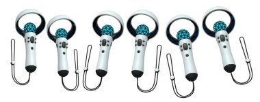 Çevrimiçi ve bulut oyunları için sanal gerçeklik denetleyicileri kırpma yolu ile beyaz arka planda izole edildi. Artırılmış gerçeklik ya da VR için 3B görüntüleme aygıtı