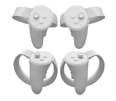 Çevrimiçi ve bulut oyunları için sanal gerçeklik denetleyicileri kırpma yolu ile beyaz arka planda izole edildi. Artırılmış gerçeklik ya da VR için 3B görüntüleme aygıtı