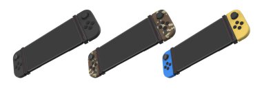 Cep telefonuna bağlı gerçekçi video oyunu denetleyicileri beyaz arkaplanda kırpma yolu ile izole edilmiş