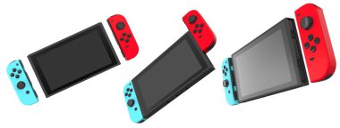 Cep telefonuna bağlı gerçekçi video oyunu denetleyicileri beyaz arkaplanda kırpma yolu ile izole edilmiş