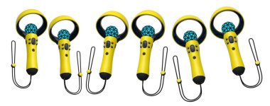 Çevrimiçi ve bulut oyunları için sanal gerçeklik denetleyicileri kırpma yolu ile beyaz arka planda izole edildi. Artırılmış gerçeklik ya da VR için 3B görüntüleme aygıtı