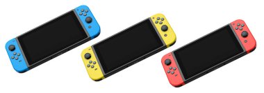 Cep telefonuna bağlı gerçekçi video oyunu denetleyicileri beyaz arkaplanda kırpma yolu ile izole edilmiş