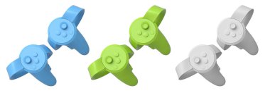 Çevrimiçi ve bulut oyunları için sanal gerçeklik denetleyicileri kırpma yolu ile beyaz arka planda izole edildi. Artırılmış gerçeklik ya da VR için 3B görüntüleme aygıtı