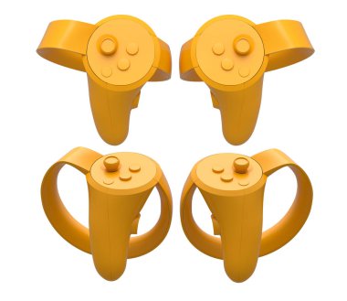 Çevrimiçi ve bulut oyunları için sanal gerçeklik denetleyicileri kırpma yolu ile beyaz arka planda izole edildi. Artırılmış gerçeklik ya da VR için 3B görüntüleme aygıtı