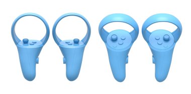 Çevrimiçi ve bulut oyunları için sanal gerçeklik denetleyicileri kırpma yolu ile beyaz arka planda izole edildi. Artırılmış gerçeklik ya da VR için 3B görüntüleme aygıtı