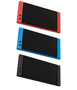 Modern bir akıllı telefonun ön ve yan görünümlerinin koleksiyonu, teknoloji önizlemeleri ve sunumlar için ideal beyaz arkaplanda kırpma yolu ile izole edilmiş