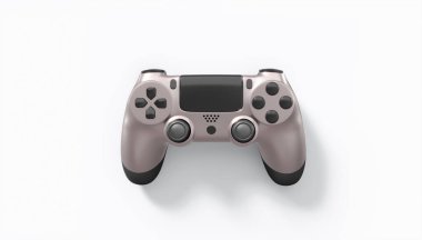 Gerçekçi renkli video oyunu joystick 'i ya da beyaz arkaplanda renk düğmeleri olan oyun platformu. Bulut oyunu ve oyun alanı çalışma alanı konsepti için 3 boyutlu görüntüleme