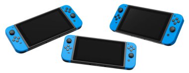 Cep telefonuna bağlı gerçekçi video oyunu denetleyicileri beyaz arkaplanda kırpma yolu ile izole edilmiş