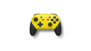 Wireless gaming controller flying in air isolated on white background with clipping path, symbolizing gaming technology concept.
