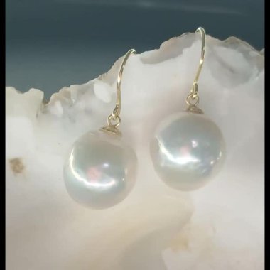 Yumuşak Kabuk Arkaplanında Gösterilen Zarif İnci Küpeler